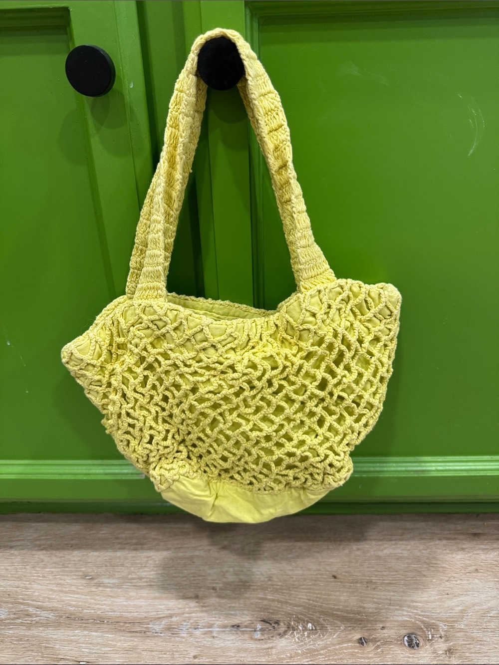 April Cornell Yellow Crochet Tote Bag